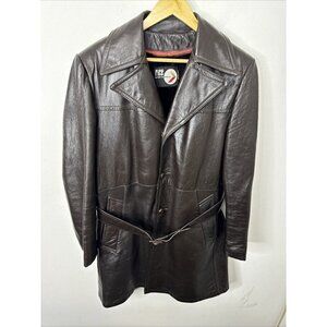 Vintage Rice Sports Wear 70s Men 44 Brown Cabretta Leather Lined Belted